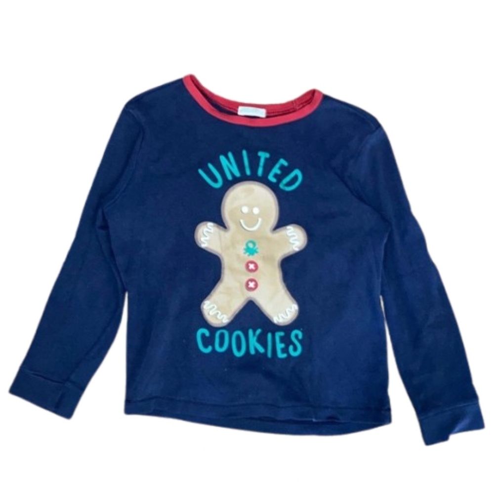 United Colors Of Benetton gingerbread man pajama top blue Christmas